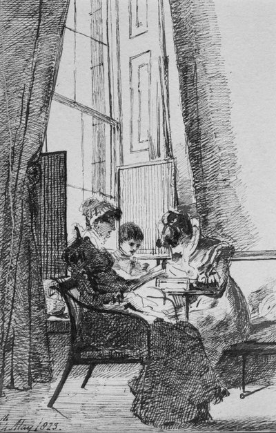 Trzy kobiety w gruzińskim wnętrzu, 24 maja 1823 (pióro i atrament na papierze) autorstwa John Harden