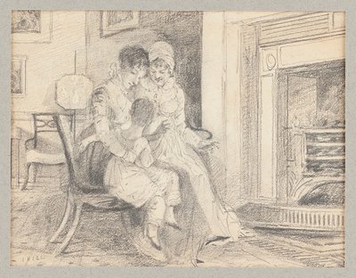 Trzy przy ogniu, z Johnem W w wieku 3 lat, 1812 autorstwa John Harden