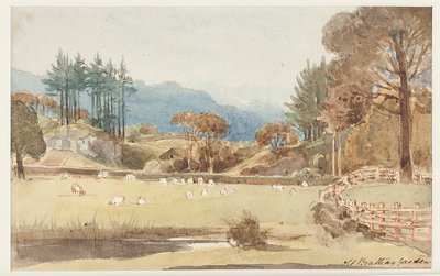 Widok na Langdale, Kraina Jezior, Cumbria, 1831 (wc na papierze) autorstwa John Harden