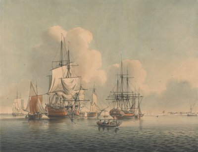Men of War leżący na Sheerness autorstwa John Harris