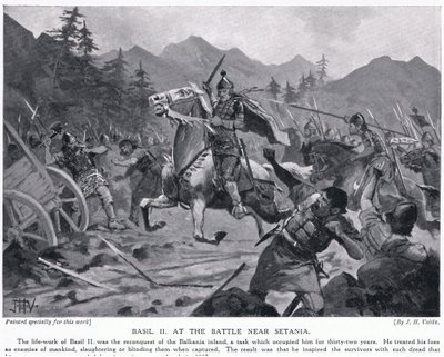 Bazyli II, w bitwie pod Setanią 1017AD autorstwa John Harris Valda