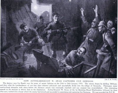 Jak pełniący obowiązki sierżanta W Swan schwytał pięciu Niemców pod Givenchy w styczniu 1915 r. autorstwa John Harris Valda