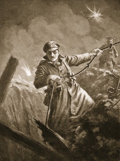 Porucznik G.P. Burlton pomaga w ratowaniu nieprzytomnych mężczyzn z szybu kopalni autorstwa John Harris Valda