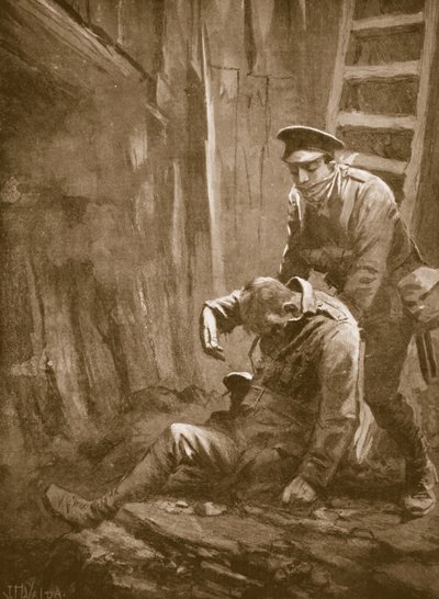 Szeregowy T. Doswell ratujący oficera z kopalni, w której leżał nieprzytomny autorstwa John Harris Valda