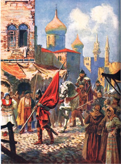 Powrót Iwana Groźnego do Moskwy, ilustracja z „Historia narodów Hutchinsona” autorstwa John Harris Valda