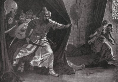 Bunt gwardii królewskiej w Damaszku (litografia) autorstwa John Harris Valda