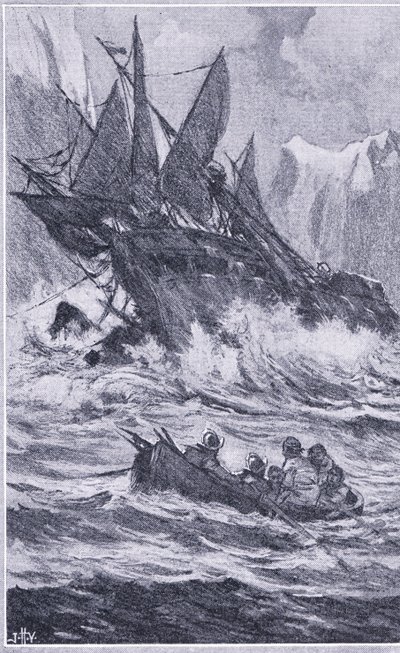 Vittoria zakończyła pierwszą podróż dookoła świata we wrześniu 1522, Newnes Pictorial Knowledge opublikowane przez Newnes, c. 1950 autorstwa John Harris Valda
