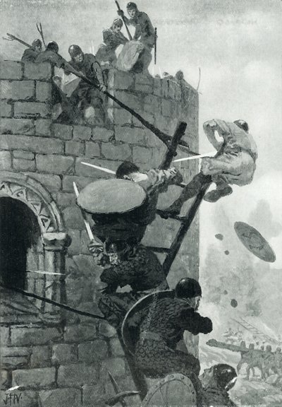 Oblężenie zamku Carmarthen autorstwa John Harris Valda