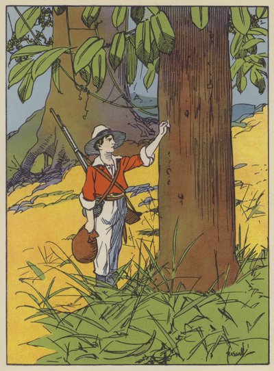 Ilustracja do Robinsona szwajcarskiego (kolor lito) autorstwa John Hassall