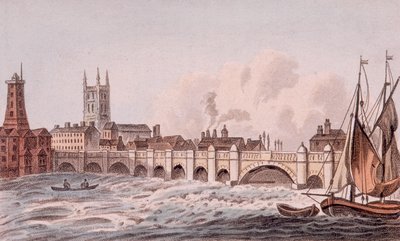 London Bridge stary, Londyn, 1823 autorstwa John Hassall