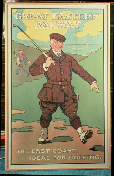 Wschodnie wybrzeże: idealne do gry w golfa. Plakat dla Wielkiej Kolei Wschodniej autorstwa John Hassall