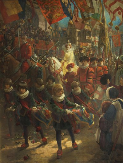 Stanowe wejście królowej Elżbiety do Bristolu, 14 sierpnia 1574 r autorstwa John Hassall