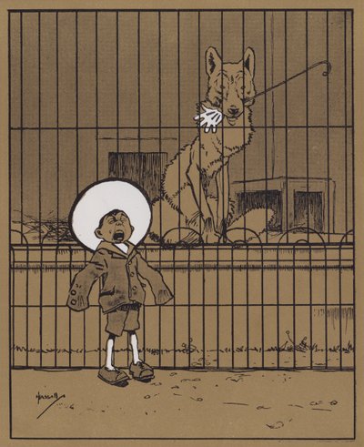 „Goście, którzy wkładają ręce przez szyny, powinni zobaczyć, jak je odzyskają” (kolor lito) autorstwa John Hassall