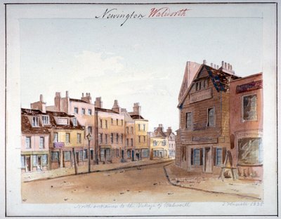 Widok wsi Walworth, Southwark, od północnego wejścia, Londyn, 1825 autorstwa John Hassell