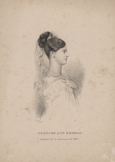 Frances Ann Kemble, litografia wykonana przez Childs und Inman. autorstwa John Hayter
