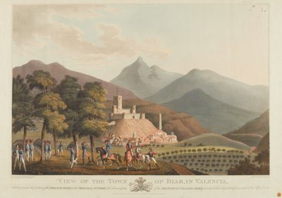Widok miasta Briar, Walencja, wyryty przez Dubourga, 1814 (akwatinta barwna) autorstwa John Heaviside Clark