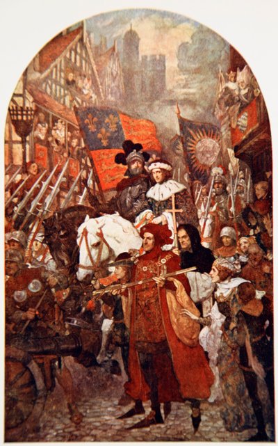 Orkiestra maszerująca w obronie Edwarda IV w bitwie pod Barnet autorstwa John Henry Amshewitz