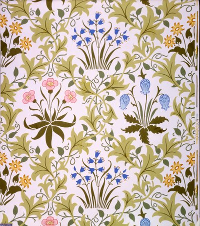 Projekt tapety glistnika, koniec 1896 (kolorowy druk na papierze) autorstwa John Henry Dearle