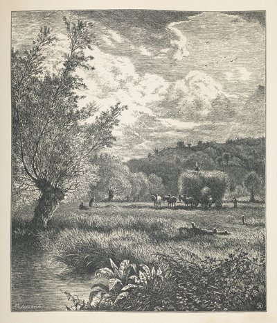 Płyta 10. Stóg siana na wózku.  Zdjęcia natury. Seria trzydziestu oryginalnych ilustracji narysowanych na drewnie przez JH Della i rytowanych przez R. Patersona.  John Henry Dell autorstwa John Henry Dell