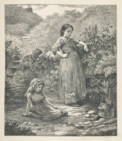 Płyta 16. Dwie młode dziewczyny.  Zdjęcia natury. Seria trzydziestu oryginalnych ilustracji narysowanych na drewnie przez JH Della i rytowanych przez R. Patersona.  John Henry Dell autorstwa John Henry Dell