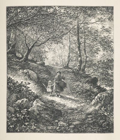 Tablica 26. Spacer po lesie, z „Nature Pictures”, seria trzydziestu oryginalnych ilustracji narysowanych na drewnie przez J.H. Della i rytowanych przez R. Patersona.John Henry Dell autorstwa John Henry Dell