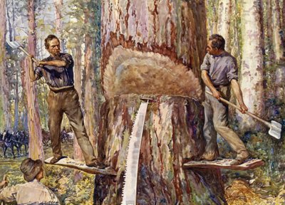 Drwale cięcie drewna (kolor lito) autorstwa John Henry Frederick (after) Bacon
