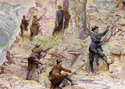 Wspinaczka w Kolumbii Brytyjskiej (litografia kolorowa) autorstwa John Henry Frederick (after) Bacon