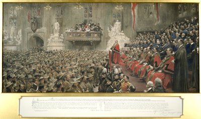 City Imperial Volunteers w Guildhall, Londyn, 1900. autorstwa John Henry Frederick Bacon