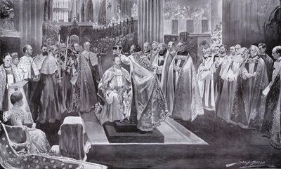 Koronacja króla Edwarda VII przez arcybiskupa Canterbury, Westminster Abbey, Londyn, 1902 autorstwa John Henry Frederick Bacon