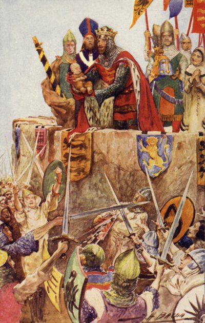 Edward I angielski inwestujący swojego nowo narodzonego syna jako pierwszego księcia Walii, 1301 r. autorstwa John Henry Frederick after Bacon