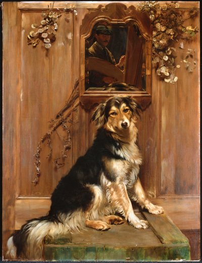 Pies i lustro (olej na płótnie) autorstwa John Henry Lorimer