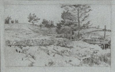 Krajobraz z kamiennym murem (szkic pól) autorstwa John Henry Twachtman
