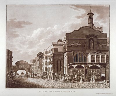Fleet Street od St Dunstan na zachodzie do Temple Bar, City of London, 1802 autorstwa John Hickin