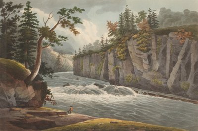 Rapids nad wodospadem Hadleya nr 4 w portfelu rzeki Hudson, 1822-23. autorstwa John Hill