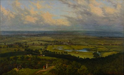 Widok na Gerrard Wood z Tandle Hill, z Middleton w oddali autorstwa John Holland