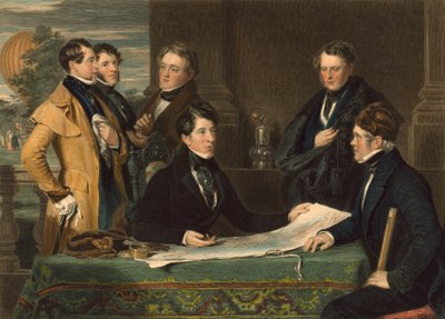 A Consultation previous to an Aerial Voyage from London to Wellburg in Nassau on the 7th day of November, 1836, pub. 1843 autorstwa John Hollins