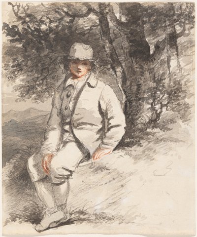 Młody chłopiec siedzący pod drzewem autorstwa John Hoppner