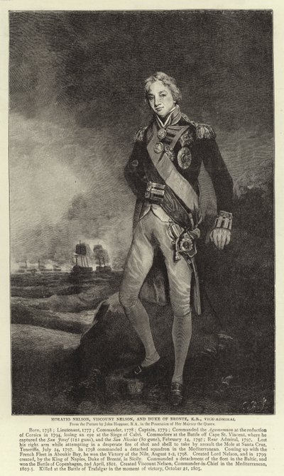 Horatio Nelson, wicehrabia Nelson i książę Bronte, KB, wiceadmirał autorstwa John Hoppner
