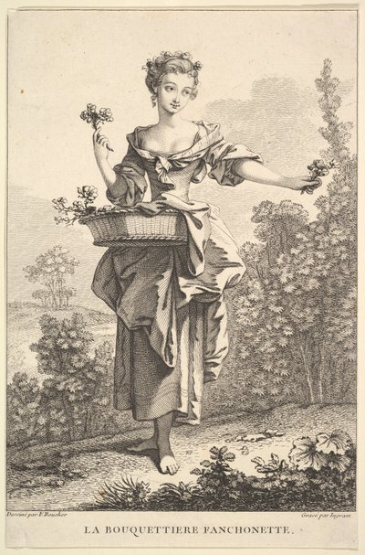 Fanchonette Flower Girl, 1741-63. autorstwa John Ingram
