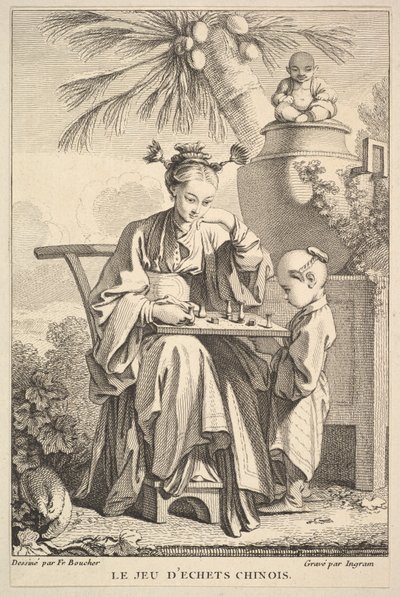 Gra w chińskie szachy, 1741-63. autorstwa John Ingram