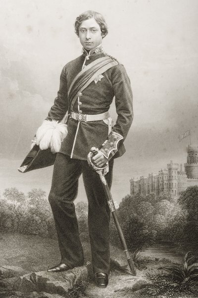 Albert Edward (1841-1910) wyryty przez D.J. Pounda z fotografii, z "The Drawing-Room of Eminent Personages, Volume 2", wydanej w Londynie w 1860 r. autorstwa John Jabez Edwin Paisley Mayall