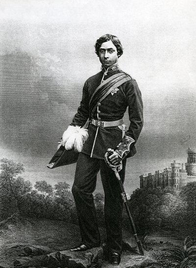 Albert Edward, książę Walii, grawerowane przez D.J. Pound z fotografii, z „The Drawing-Room of Eminent Personages, Volume 2”, wydanej w Londynie, 1860 autorstwa John Jabez Edwin Paisley Mayall