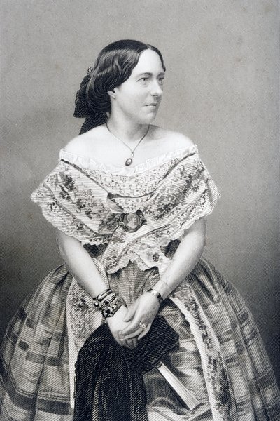 Clara Novello (1818-1908) grawerowana przez D.J. Pound z fotografii, z „The Drawing-Room of Eminent Personages, Volume 2”, wydanej w Londynie, 1860 autorstwa John Jabez Edwin Paisley Mayall