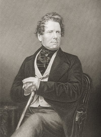 Fox Maule Ramsay (1801-74) 11. hrabia Dalhousie i 2. lord Panmure, grawerowane przez D.J. Pound z fotografii, z Salonu wybitnych osobistości, tom 2, wydanej w Londynie, 1860 (engr autorstwa John Jabez Edwin Paisley Mayall