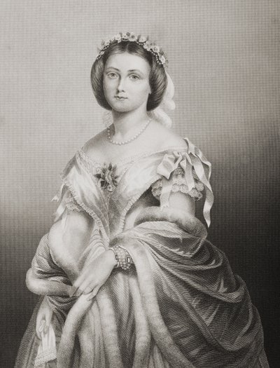 J.Ś. Księżniczka Wiktoria Adelajda Maria Louisa (1840-1901) Księżniczka Królewska Anglii, grawerowana przez D.J. Pound z fotografii, z „Salonu wybitnych osobistości, tom 2”, opublikowanego w Lo autorstwa John Jabez Edwin Paisley Mayall