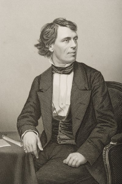 John Bartholomew Gough (1817-86) rytowany przez D.J. Pound z fotografii, z „The Drawing-Room of Eminent Personages, Volume 2”, wydanej w Londynie, 1860 autorstwa John Jabez Edwin Paisley Mayall