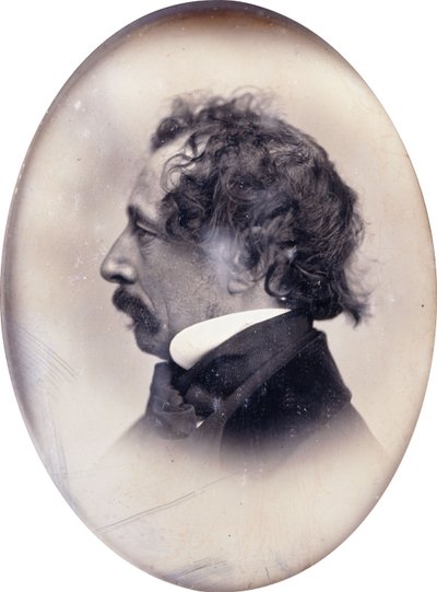 Portret profilowy dżentelmena, zidentyfikowanego jako Karol Dickens, ok.1853-1855 autorstwa John Jabez Edwin Paisley Mayall