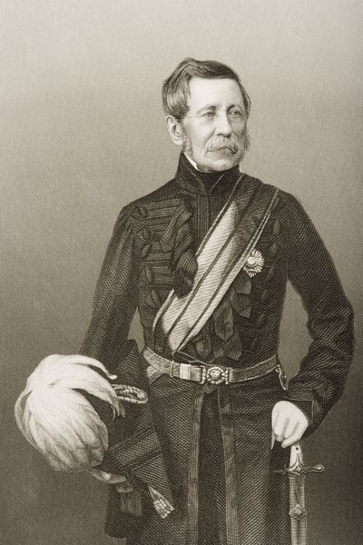 Sir John Fox Burgoyne (1782-1871) grawerowany przez D.J. Pound z fotografii, z „The Drawing-Room of Eminent Personages, Volume 2”, wydanej w Londynie, 1860 autorstwa John Jabez Edwin Paisley Mayall