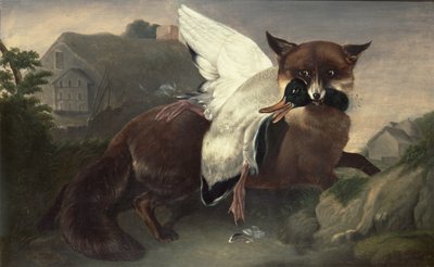 Lis i gęś, ok. 1835 (olej na płótnie) autorstwa John James Audubon