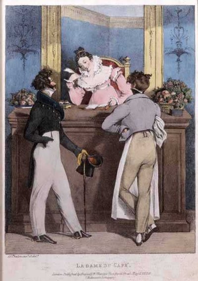 La Dame du Cafe, pub. przez Rodwell & Martin autorstwa John James Chalon